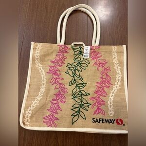 Flower Lei Jute Tote Bag